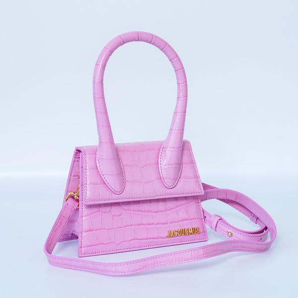 JACQUEMUS Le Chiquito Moyen Croc Tote|Pink