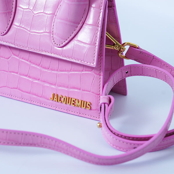 JACQUEMUS Le Chiquito Moyen Croc Tote|Pink