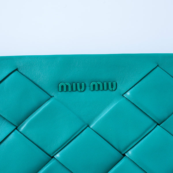 Miu Miu Intreccio Leather Crossbody Bag |Green