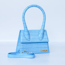 JACQUEMUS Le Chiquito Moyen Croc Tote |Blue